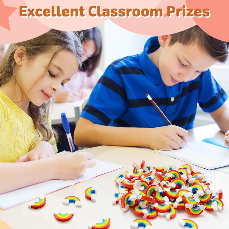 Kleeblatt Mini Rainbow Erasers for Kids Bulk, 100 PCS Cute Fun Desk Pets for Student Classroom, Treasure Box Prizes,Party Favors for Kids Goodie Bags, Back to School Gifts for Students - Image 2
